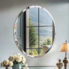 Accents Round Bevelled Edge Frameless Bathroom Mirror Silver Glass Wall Mirror