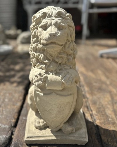 Lion shield concrete - lion,