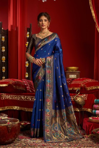 Royal blue silk - silk, saree