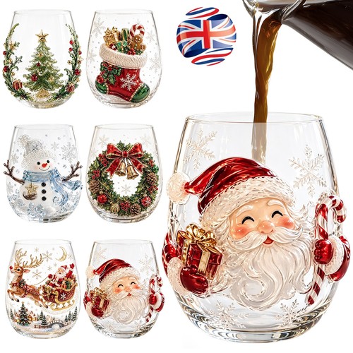 Christmas glass art cup - 3d,