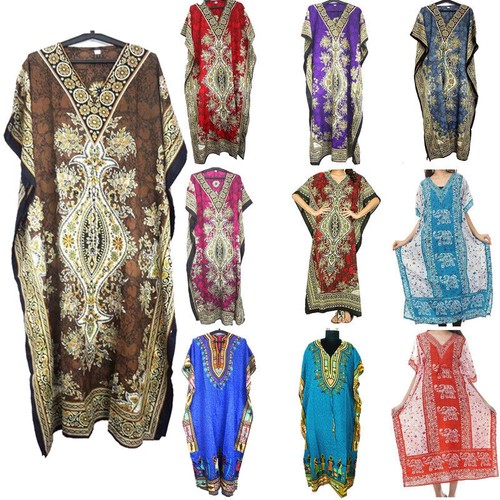Long mix print kaftan - long,