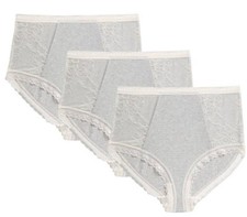 EX M&S 3 PACK FULL BRIEFS Cotton Modal & Lace High Waist Knicker Underwear