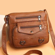 Luxury Women's Soft Leather Handbag Classic Ladies Shoulder Cross Body Bag Brown