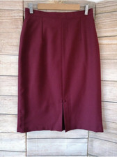 Womens Vintage Skirt Pencil/Straight Lined Midi Size 14 (Fits 10-12UK) Burgundy