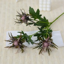 Artificial Eryngium Thistles Bunch Simulation Flowers Plants 3-Fork Home Decor