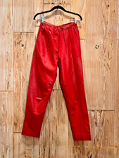 VINTAGE POLLY EDWARDS FOR TENDERNESS LEATHER PANT RED WOMEN'S 26" POCKETS