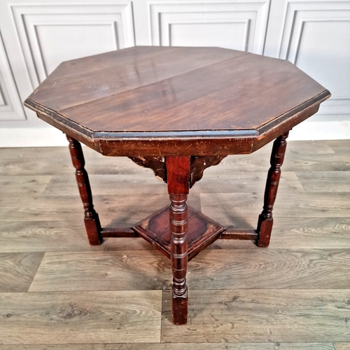 Antique octagonal side table - side,
