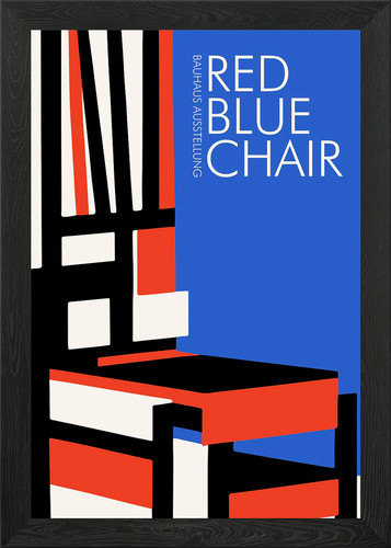 Red blue bauhaus chair framed - bauhaus,