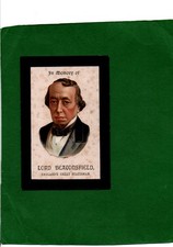 Memorial Card Victorian Scrap of Lord Beaconsfield Benjamin Disraeli C.1881