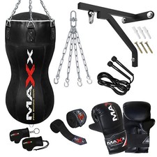 Maxx Leather Body Bag Uppercut  Angle Punch Bag Set heavy filled bag Free Chain 