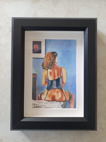 Moody blue nude naked woman - blue',