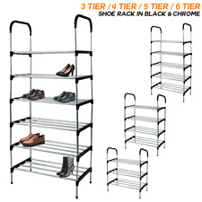 PORTABLE 3-6 TIER SHOE RACK STAND COMPACT SPACE SAVING STORAGE ORGANISER SHELF