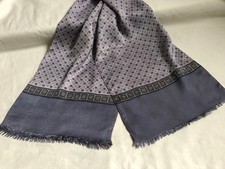 RETRO Mod Mens Glossy Grey Paisley Dotted Pure Silk Scarf Cravat Necktie