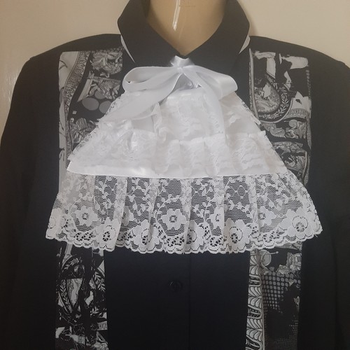 White lace jabot victorian - white,