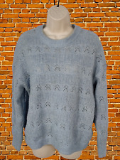 WOMENS CREW CLOTHING SIZE UK 10 BLUE LOOSE KNIT PULLOVER JUMPER ALPACA WOOL MIX