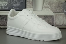 flatform chunky sole trainers ladies womens flat lace up platform pumps size new