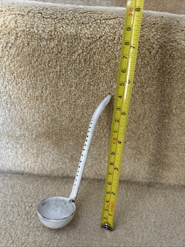Vintage enamel ladle white - enamel,