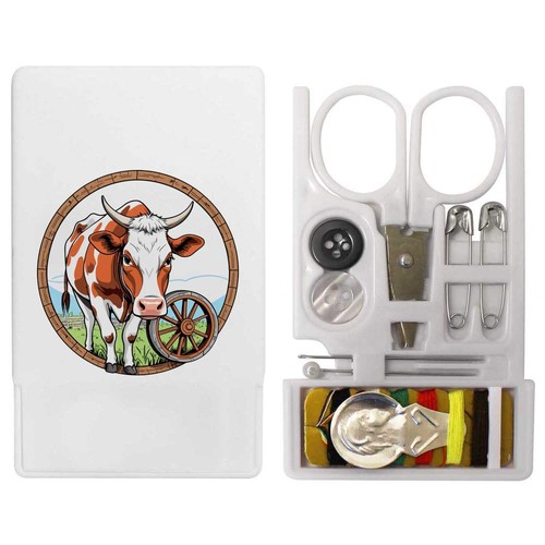 Cow with wagon wheel - 'cow, wheel'