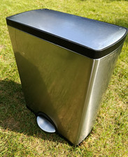 Simplehuman CW1830  46L Recycling Duo Pedal Bin, Brushed Stainless Steel CLEANED