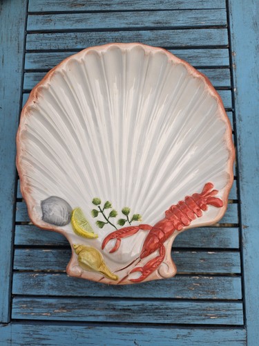 Italian majolica shell dish - shell,