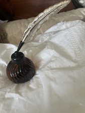 Avon Art Glass Inkwell Feather