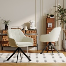 Goeurvant Dining Chairs Set of 2/4/6 Upholstered Swivel Chair Velvet Creme