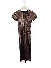 Monsoon New Girls Jumpsuit Copper Pleated Belted Crepe Size 7 8 Years 