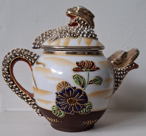 Japanese moriage dragon teapot - moriage,