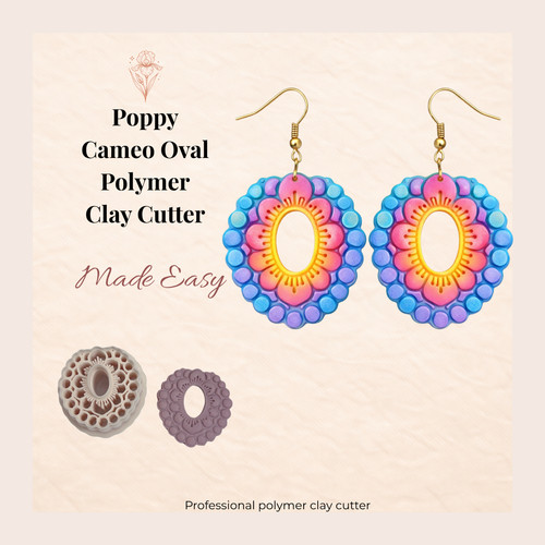 Poppy cameo oval - oval, clay