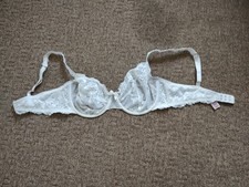 White Laced Boux Avenue Bra - 34DD - Rose Gold Clips With Floral Design