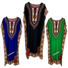New Womens Long Maxi Cotton Kaftan Dress Summer Dashiki African Beach Cover 