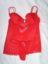 Unworn Ann Summers Wild Designs Red S/34B Chemise & S/10 Thong Set 