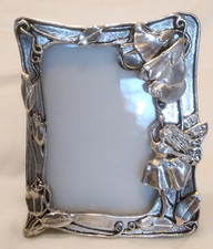 Pretty Silver Scenes Miniature Photo Frame Floral Fairy Engraved Poetry