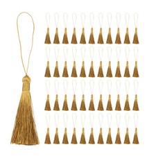 45Pcs Mini Silky Bookmark Tassels, Handmade Soft Floss Craft Tassels, Gold