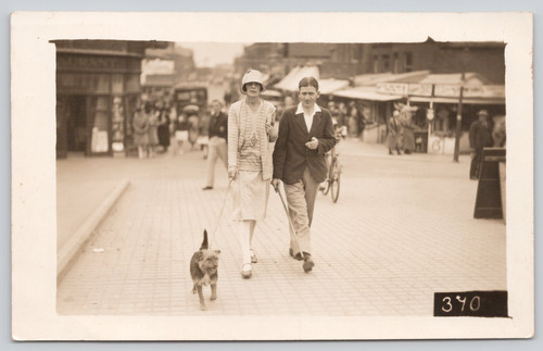 Postcard rppc couple - rppc, walking