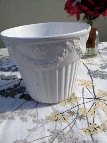 White ceramic plant pot - white,