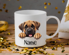 Mastiff Dog Peeping Puppy