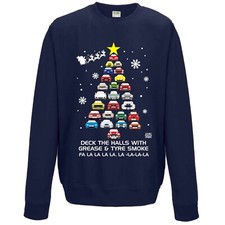 Novelty IconicAF Classic Car Christmas Tree mens Sweatshirt Jumper Xmas gift