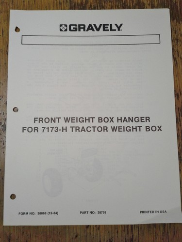 Gravely front weight box - gravely,