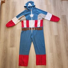 Marvel Captain America Adult Small Jumpsuit Fleece Pajamas Costume Union Suit