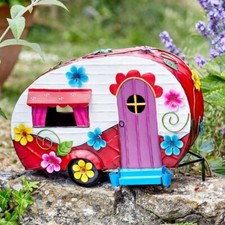Large Flower Caravan Ornament Garden Metal Novelty Outdoor Statue Decoration
