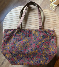 Small jute bag, multi coloured, embroidered, with zip top
