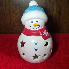 Ceramic Snowman Tealight Holder – Christmas Star Cutout Candle Lantern