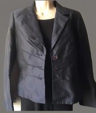 Renato Nucci Pure Silk Jacket Suit Navy Blue EU 42 UK 10-12