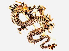 STUNNING GOLDTONE DRAGON BROOCH SWORD & SORCERY GAME of THRONES CHRISTMAS GIFT