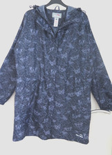 WOMEN'S PETER STORM BLACK & BLUE MIX BUTTERFLY WATERPROOF RAIN COAT size 14