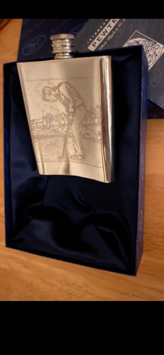 Pewter hip flask - pewter, edwin