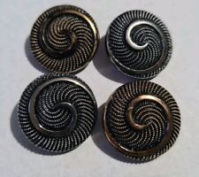 Set Of Vintage Antique La Mode Glass Buttons Decorative Swirls Gold And Silver