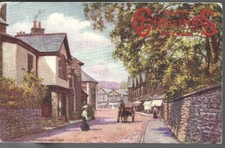 OLD POSTCARD - MAIN ROAD - BOWNESS - CUMBRIA C.1906 Hearty Christmas Greetings