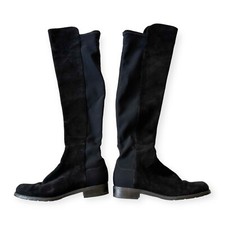 Stuart Weitzman Over the Knee Black Suede/Stretch 50/50 Boots, Size 6M